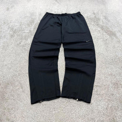 Black Nike Running trackies Medium y2k style joggers print Swoosh logo track pants