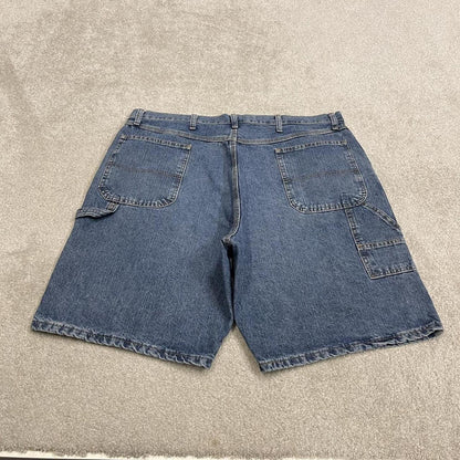 Baggy denim cargo shorts carpenter blue Rustler skater style summer festival jorts