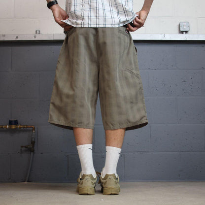 Dickies checkered baggy carpenter shorts khaki Loose long leg skater / surf check shorts festival