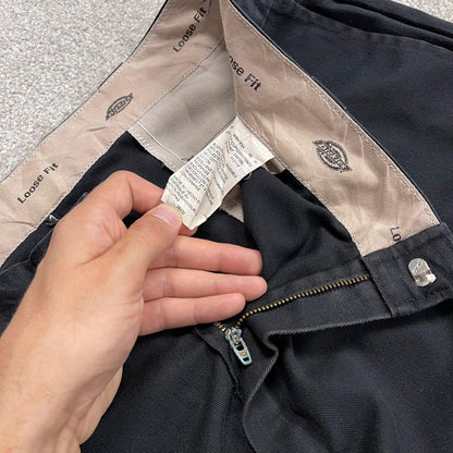 Dickies baggy double knee pants y2k black Loose fit wide-leg chino surfer skate trousers