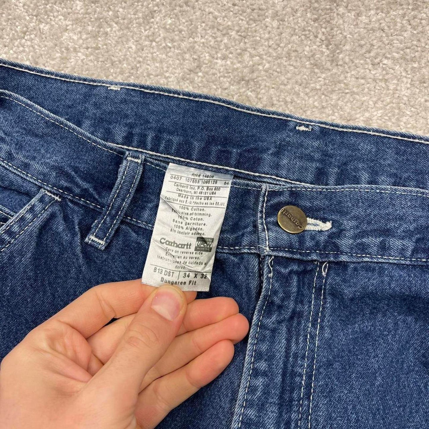 Y2K baggy Carhartt carpenter jeans blue Loose wide leg denim skate style workwear cargo pants