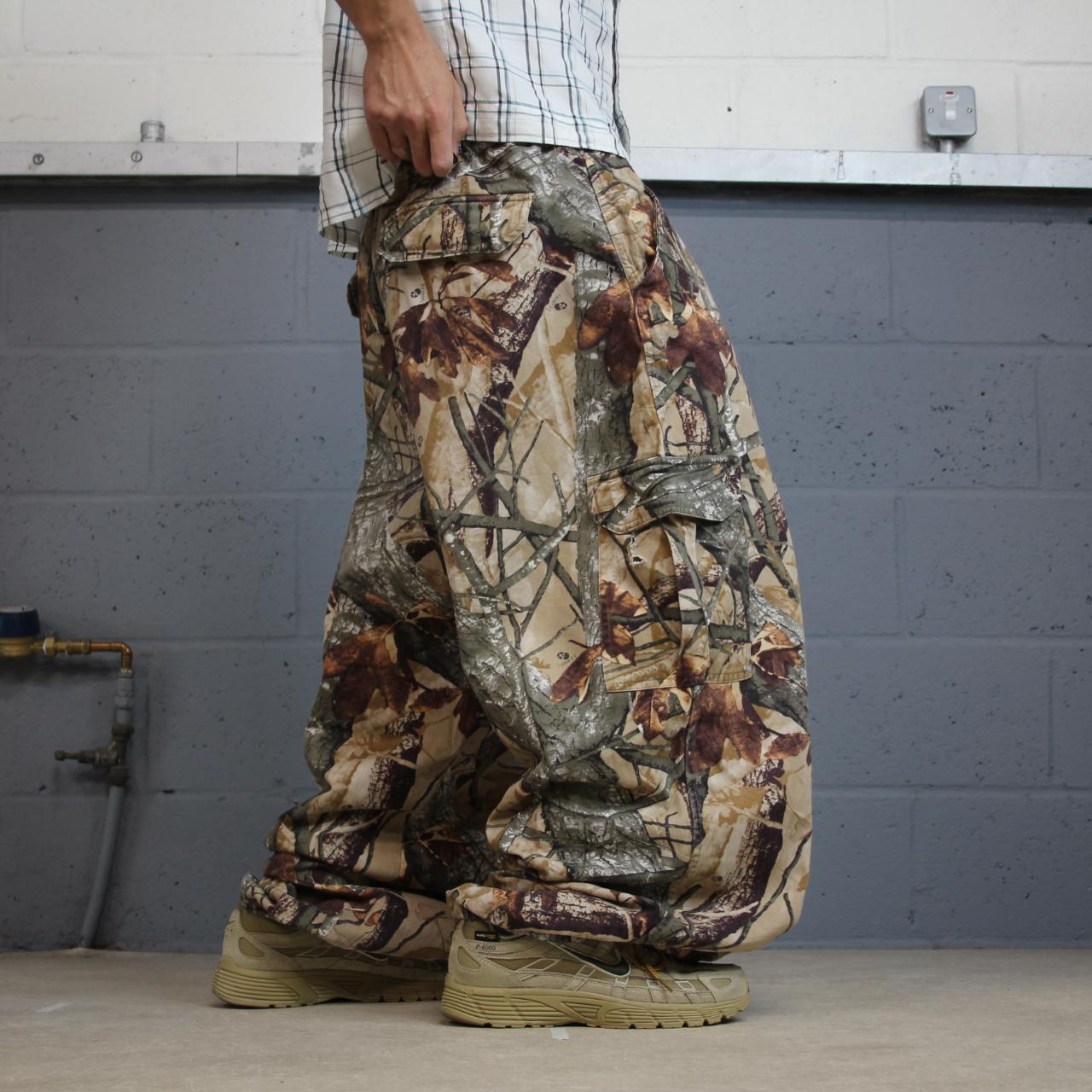 Baggy camo cargo pants wide leg Y2K khaki outdoors hunting utility trousers wide leg