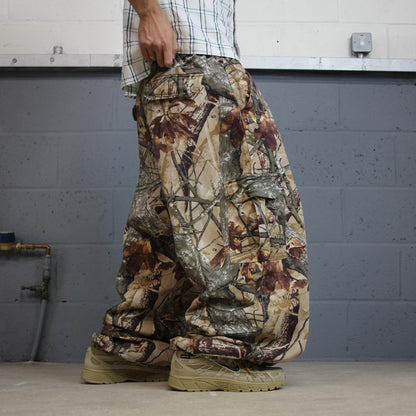Baggy camo cargo pants wide leg Y2K khaki outdoors hunting utility trousers wide leg
