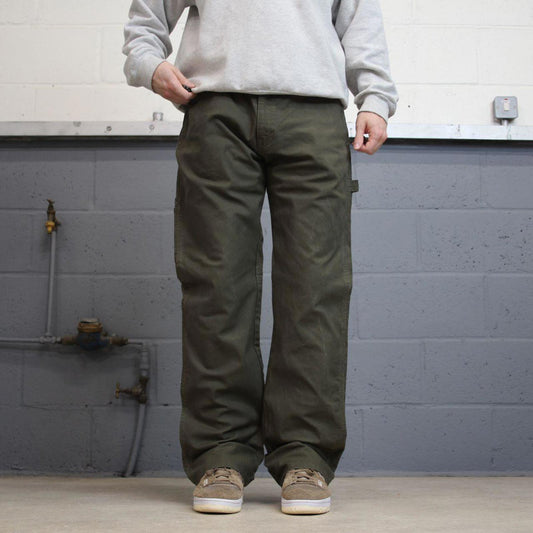 Loose Dickies carpenter jeans W34L34 90s skate style green canvasy cargos