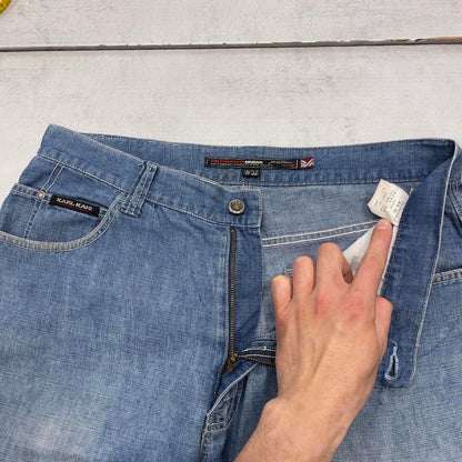 Baggy Karl Kani denim cargo shorts W32 wide leg cargo 90s skater jorts utility