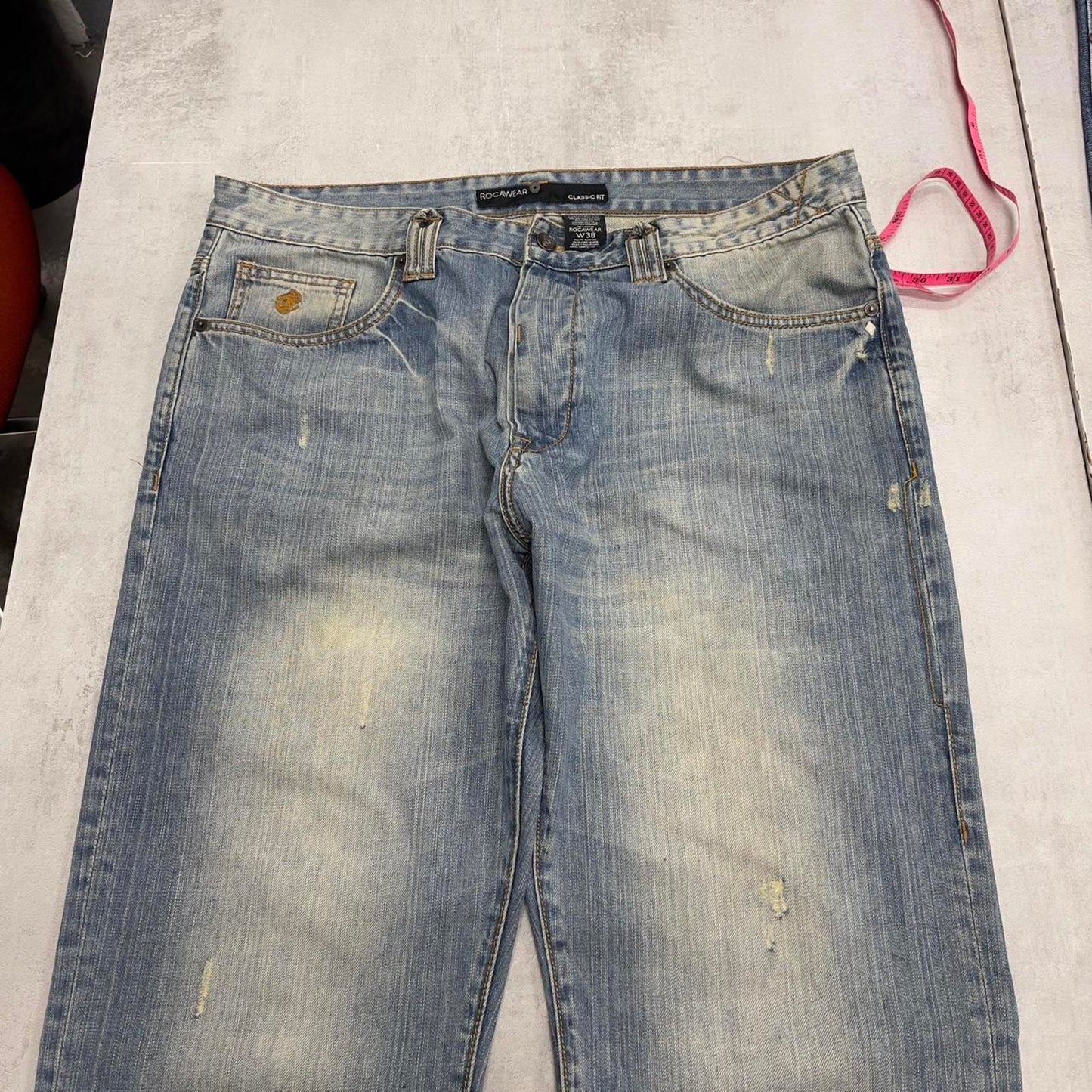 Blue Rocawear jeans W38 L36 loose leg y2k denim skate trousers embroidered detail
