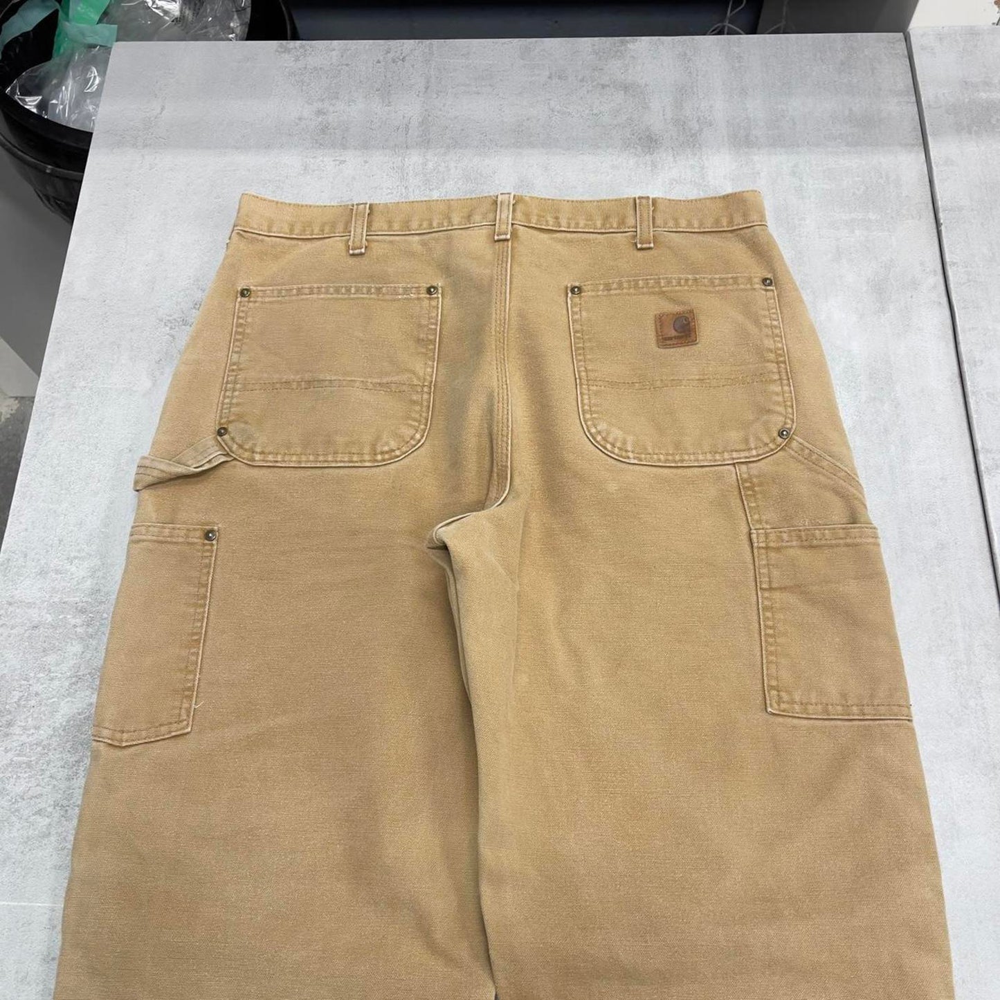 Baggy Carhartt double knee carpenter jeans W36 L32 tan 90s style skater cargos