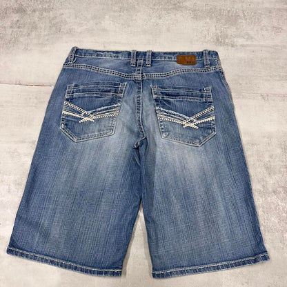 Mens Loose BKE jorts W36 loose denim y2k shorts embroidered design
