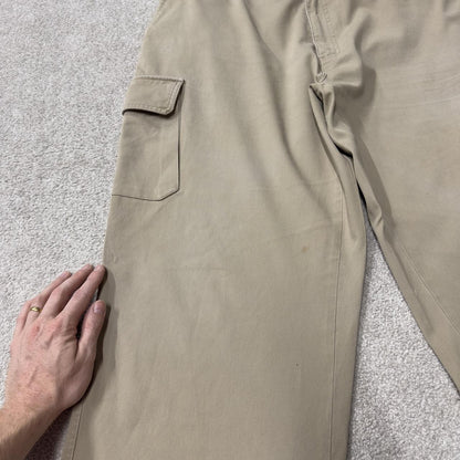 Y2K nautica baggy cargo pants beige 40x30 Loose leg straight chino style skate work trousers
