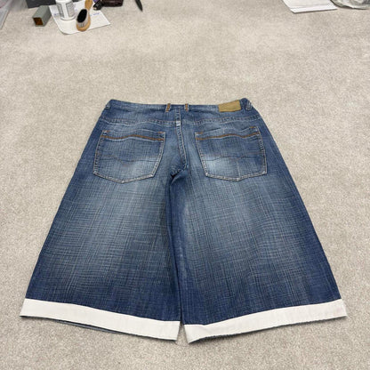 Y2k baggy shorts skater style blue Long wide leg Source Jeans denim summer festival jorts