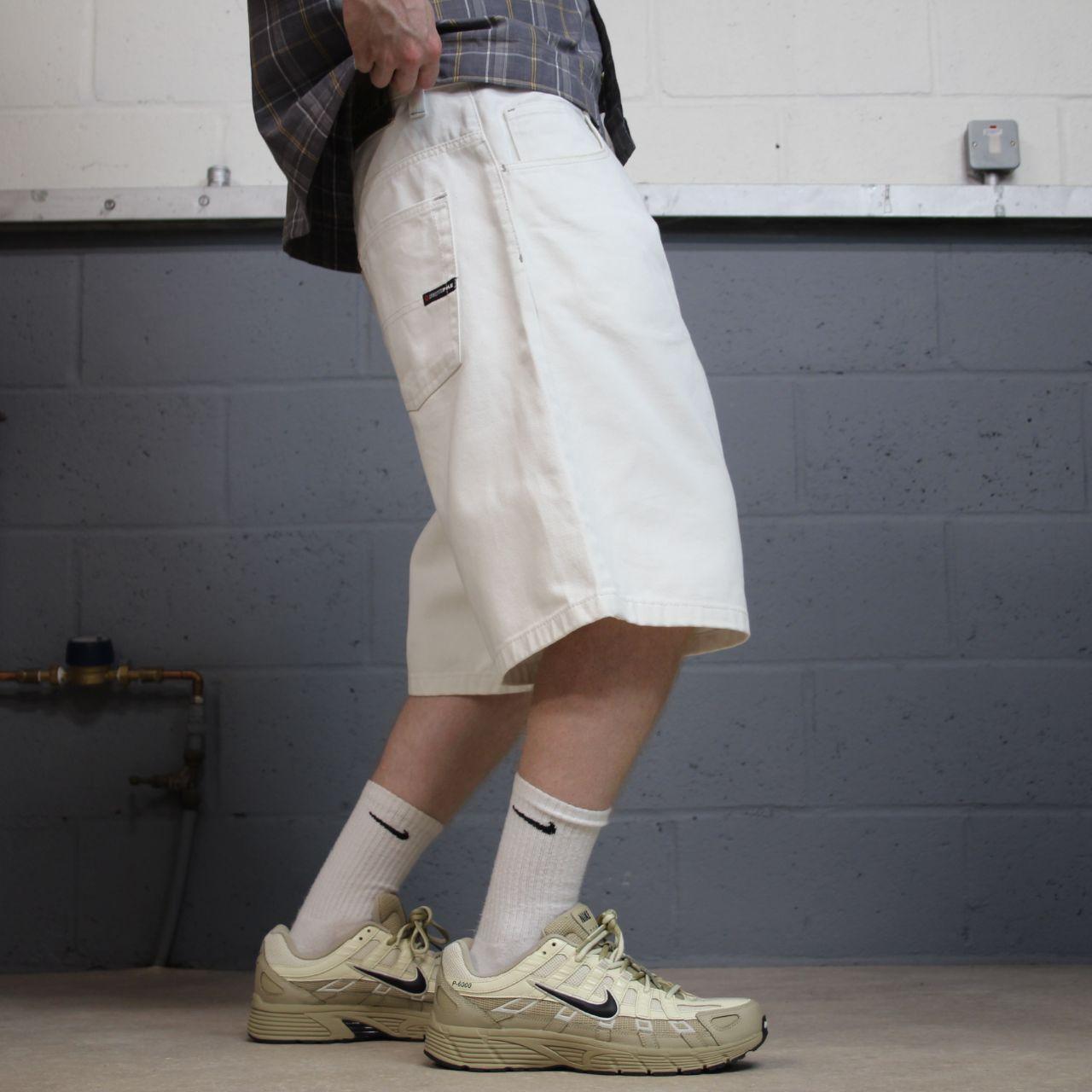 Baggy Southpole denim shorts y2k white Streetwear skater style surf shorts