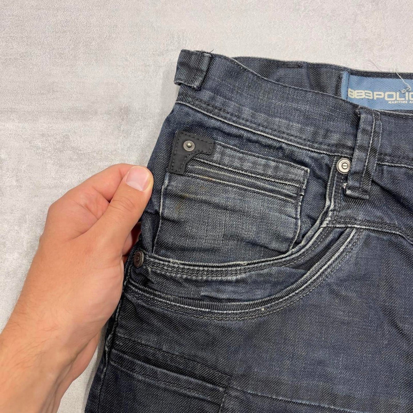 Blue Police cargo jorts W36