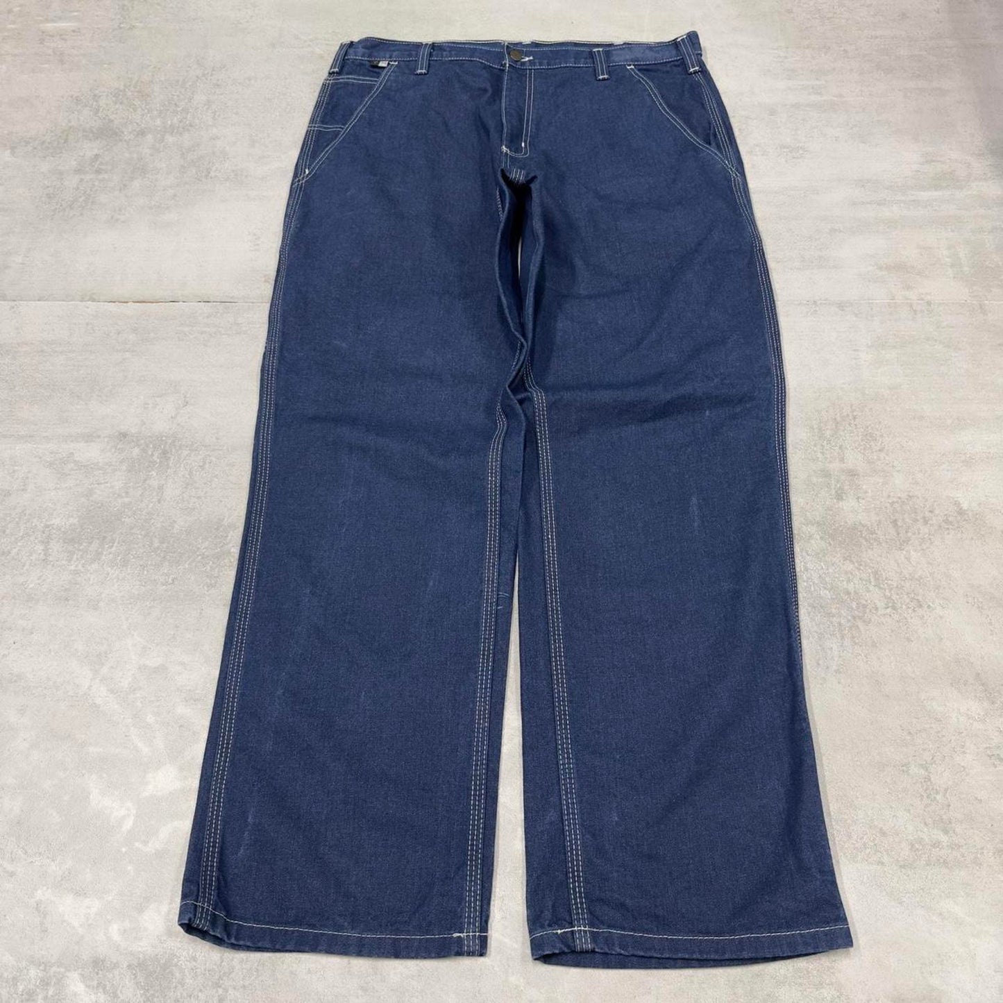 Mens Carhartt FR carpenter jeans W36L32 blue denim loose 90s style cargos