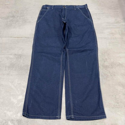 Mens Carhartt FR carpenter jeans W36L32 blue denim loose 90s style cargos