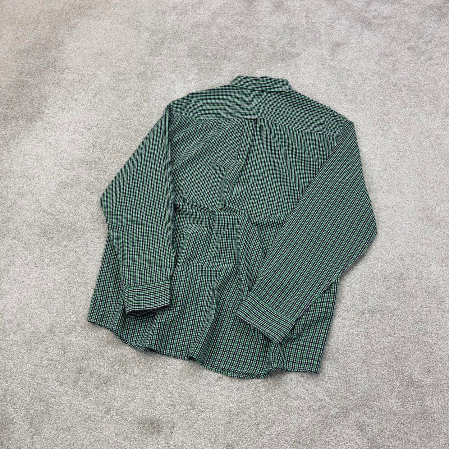 Green checkered Chaps technical shirt XL men's long sleeve button up autumn y2k style