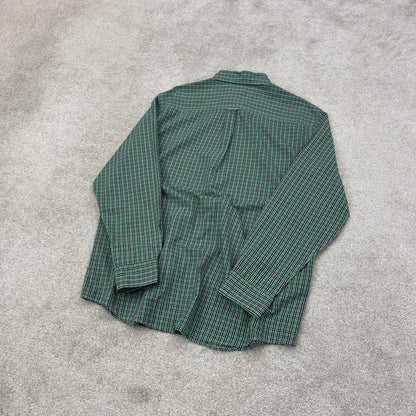 Green checkered Chaps technical shirt XL men's long sleeve button up autumn y2k style