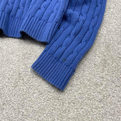 00s CHAPS cable knit sweater jumper embroidered L women's blue knitted pull over y2k 90s style