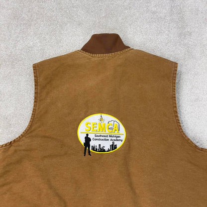 Tan Carhartt gilet XL thick canvas padded body warmer vest embroidered design American