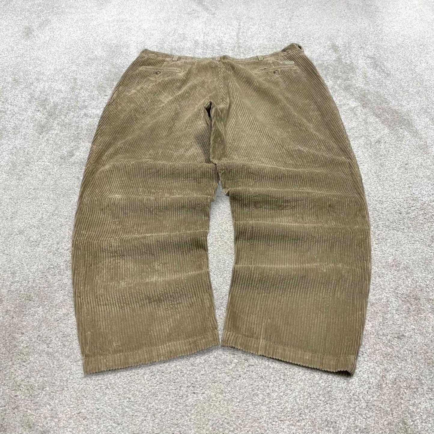Beige Savane baggy corduroy pants W40L30 loose wide wale jumbo cord trousers 90s skater style
