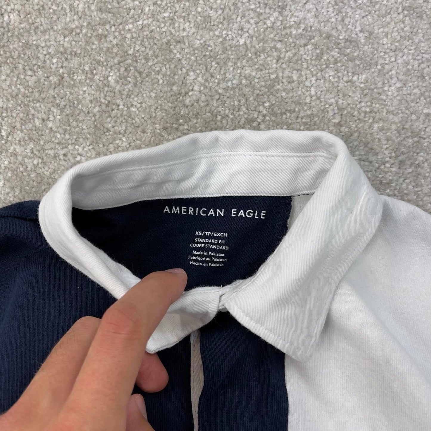 Navy American Eagle Vintage Style Rugby Shirt XS