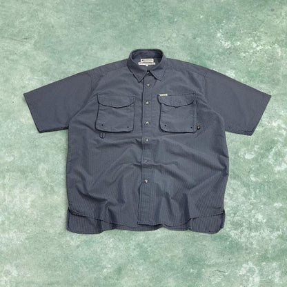 Columbia checkered short sleeve shirt boxy navy Surf style check shirt technical safari summer