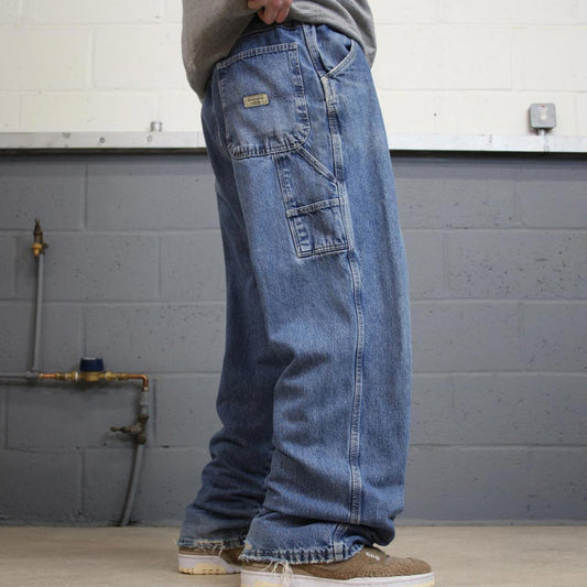 Y2K baggy Wrangler carpenter jeans blue Loose denim skater style cargo pants