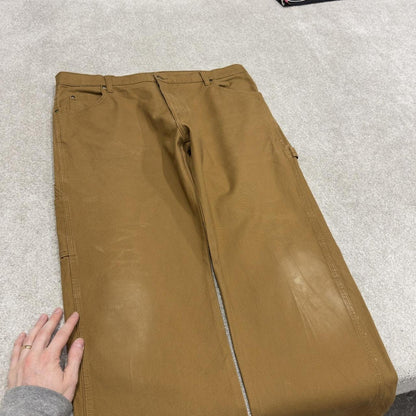 Dickies carpenter jeans loose faded tan Loose canvas skate style cargo work pants