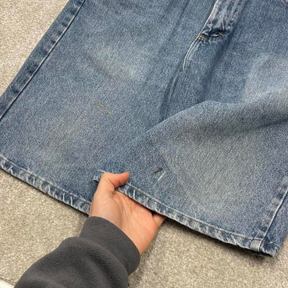 Y2k baggy Wrangler shorts skater style blue Loose wide leg denim summer festival jorts