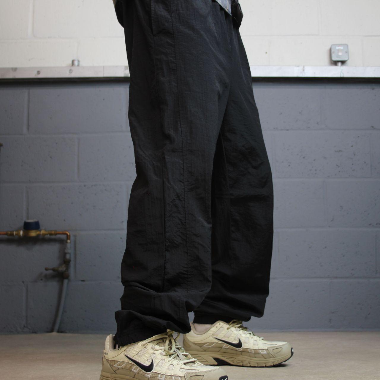 Vintage Reebok tracksuit bottoms loose black Large embroidered logo y2k drawstring track pants