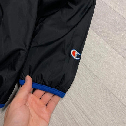 Vintage reversible Champion fleece jacket men's black blue quarter zip windbreaker coat