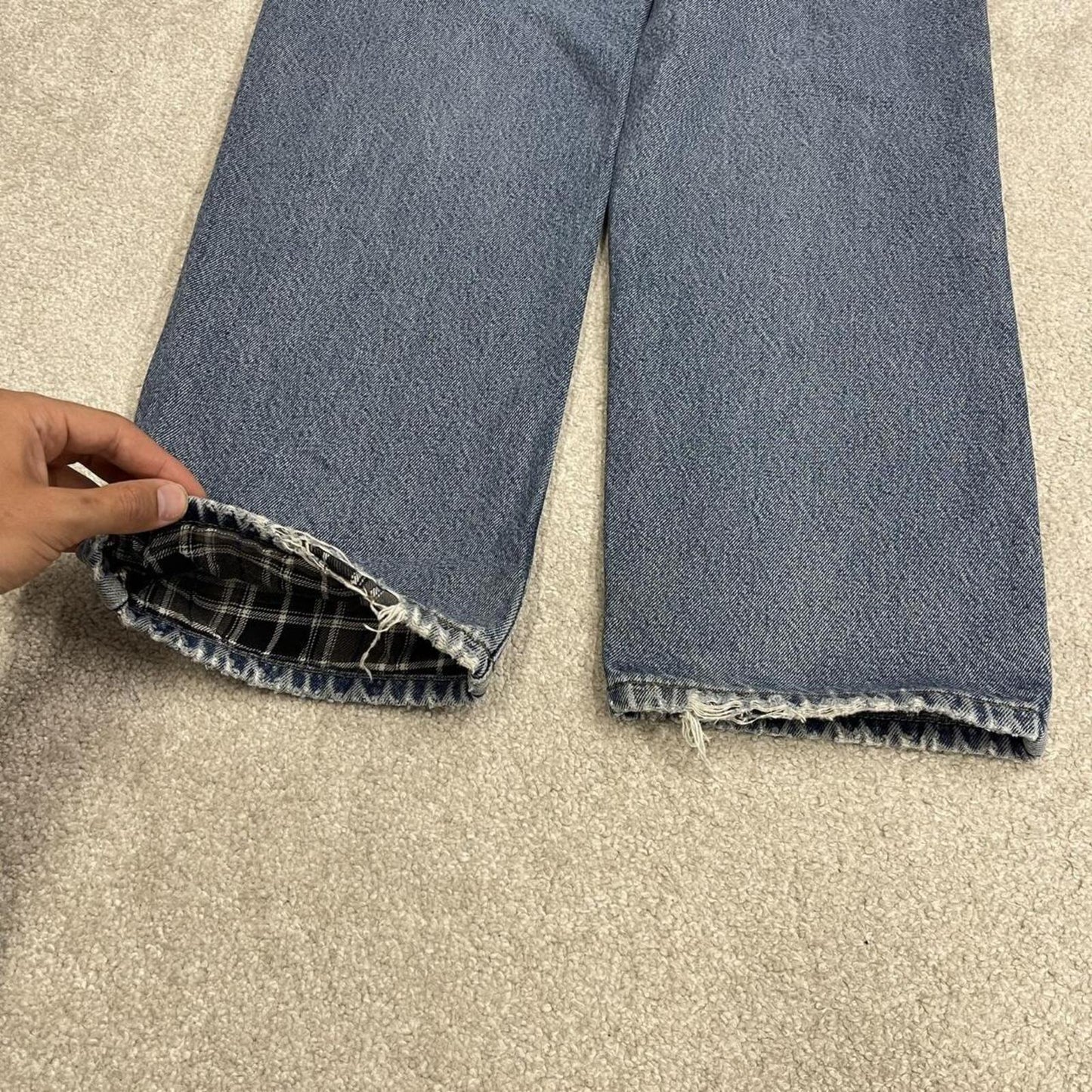 Carhartt jeans thick y2k denim blue Relaxed fit 100% cotton checkered lining skater pants