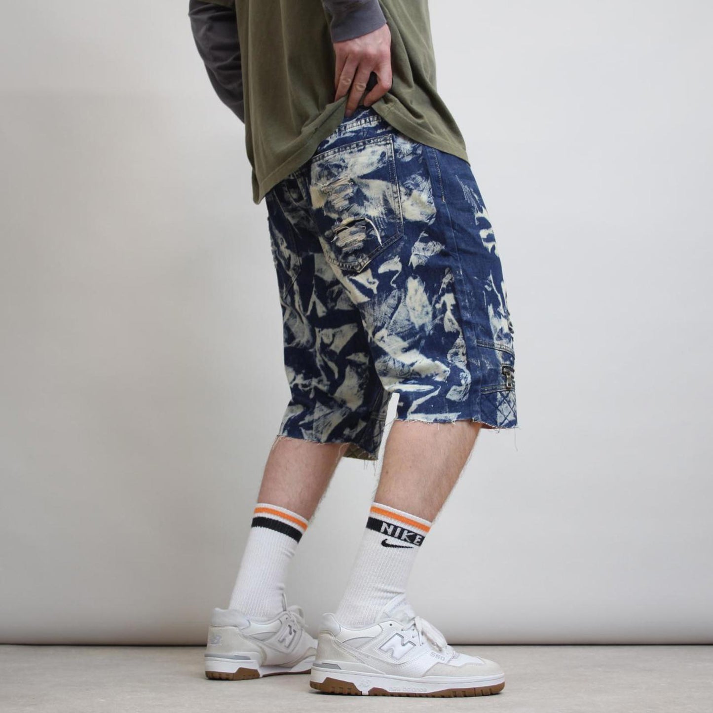 Acid wash Blue Just no logo jean shorts W38