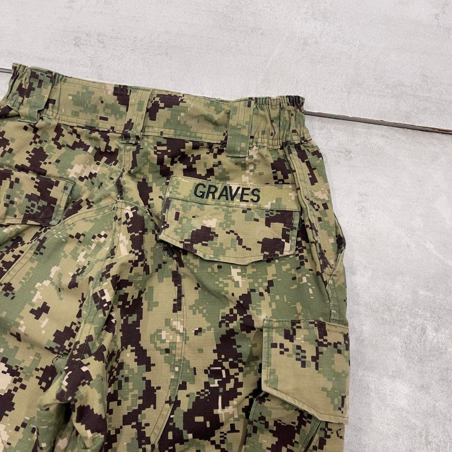 US Navy cargo pants Small baggy green USN digital camouflage trousers double knee adjustable cuffs