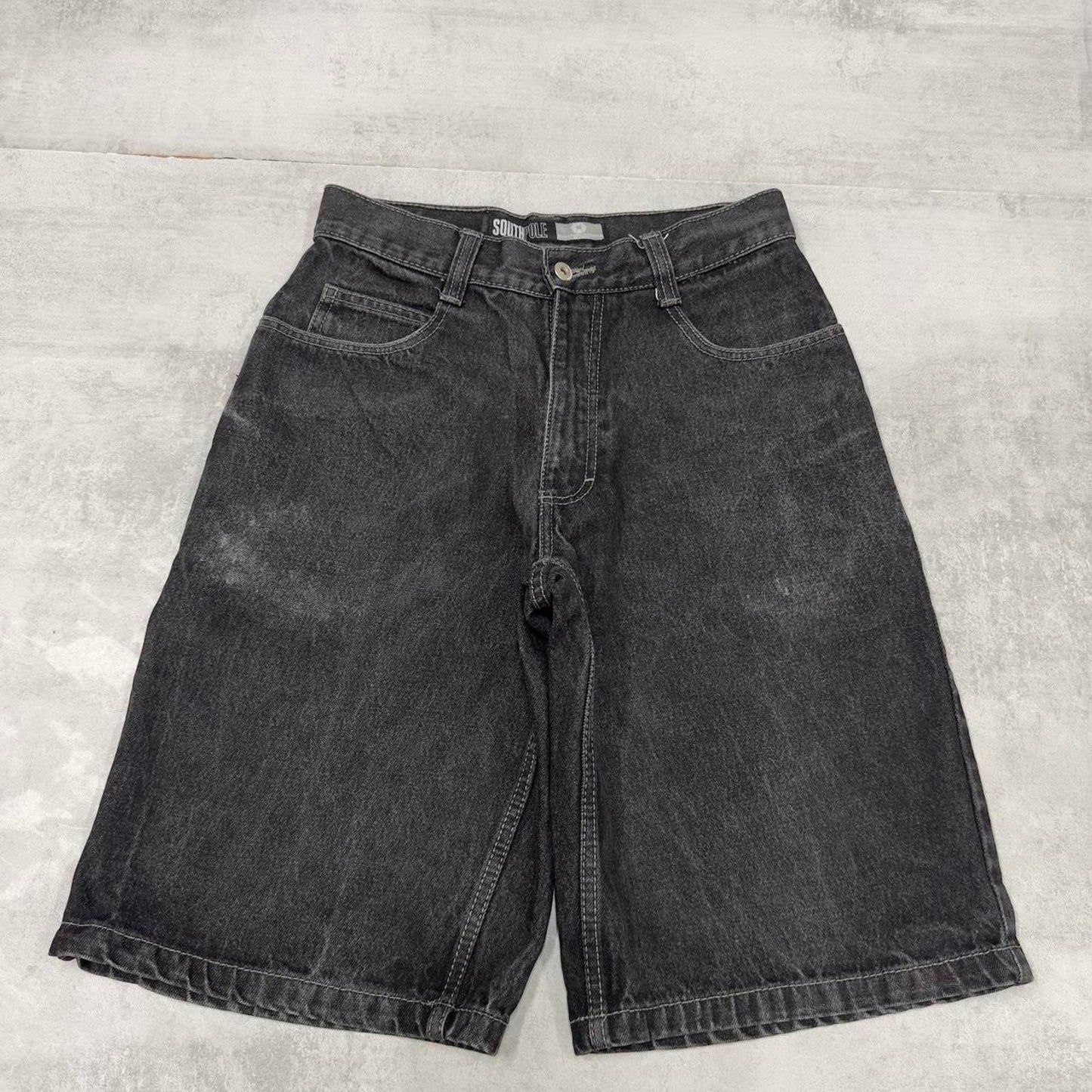 Black Southpole jean shorts W30 loose thick denim rare 90s skater style jorts