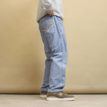 Black & Blue W36 L28 blue 90s style skater jeans embroidered designs