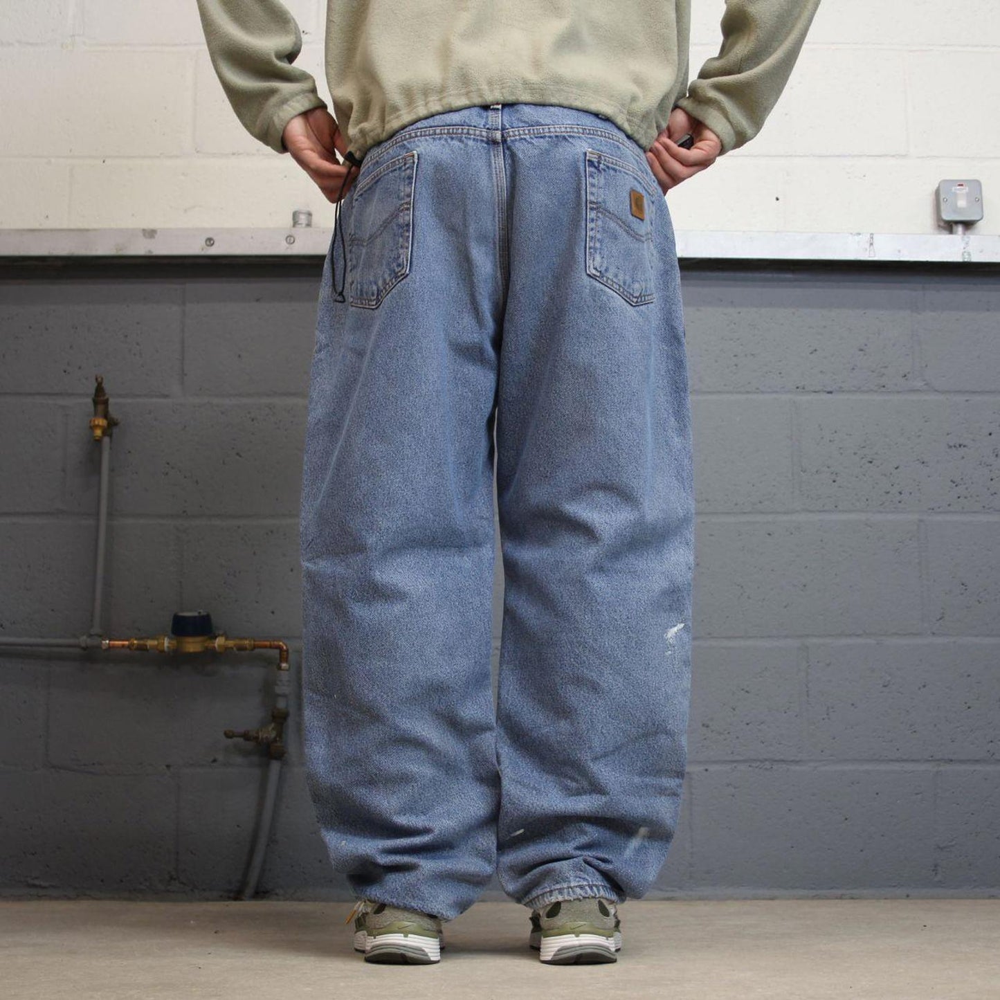 Y2K baggy Carhartt denim jeans blue Loose fleece lined skate style workwear pants