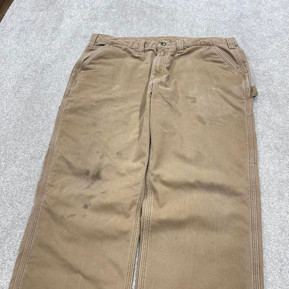 Y2K Carhartt carpenter pants checkered lining beige Loose relaxed fit skate style workwear pants