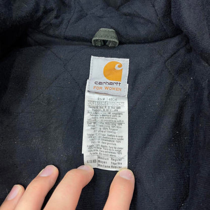 Faded Green Women's Carhartt hooded active jacket Medium canvas work coat