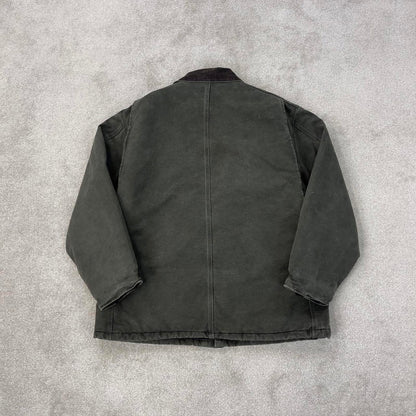 Vintage green Carhartt jacket XL canvas arctic quilt lined chore coat sandstone