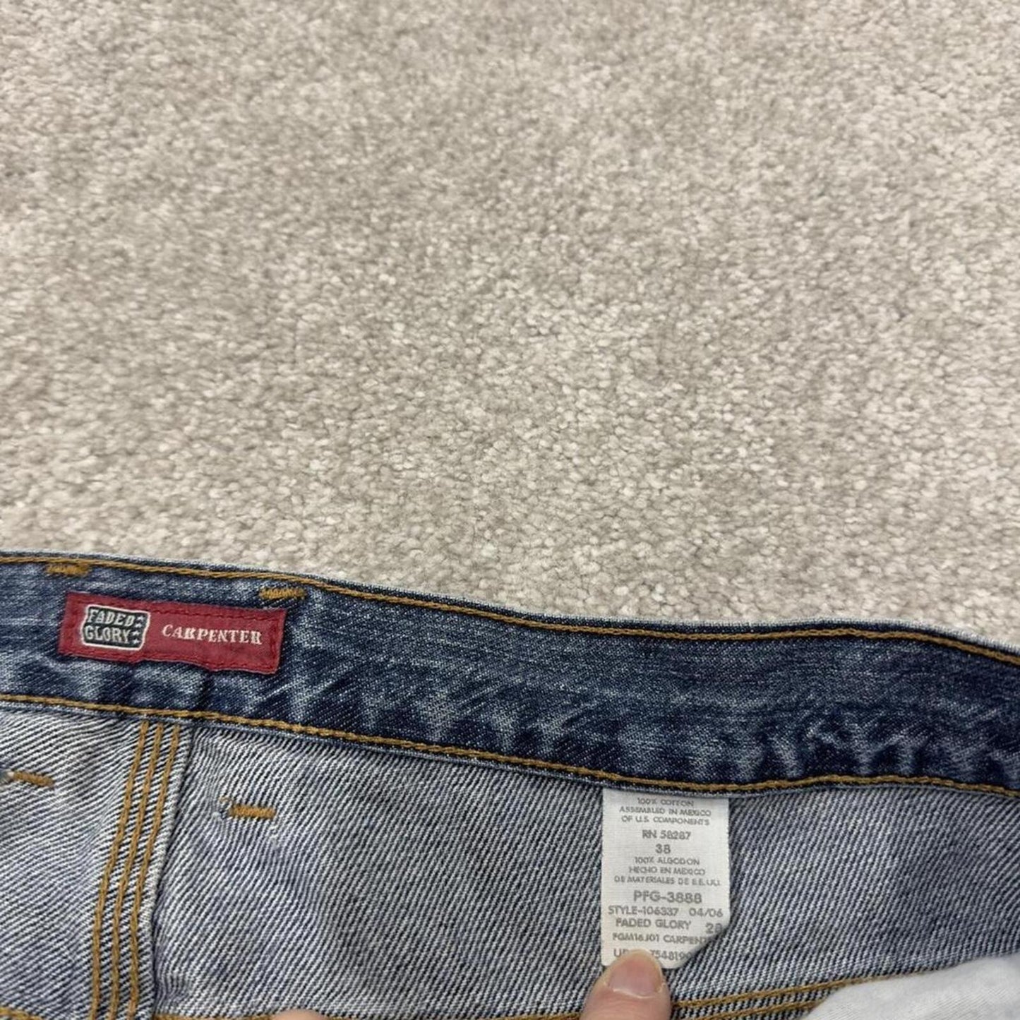 Denim carpenter shorts cargo loose blue Faded Glory skater style surf jorts