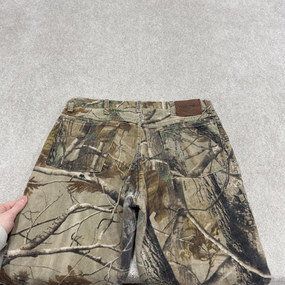 Wrangler camo jeans W34L30 khaki green straight leg Realtree camouflage pants fleece lined