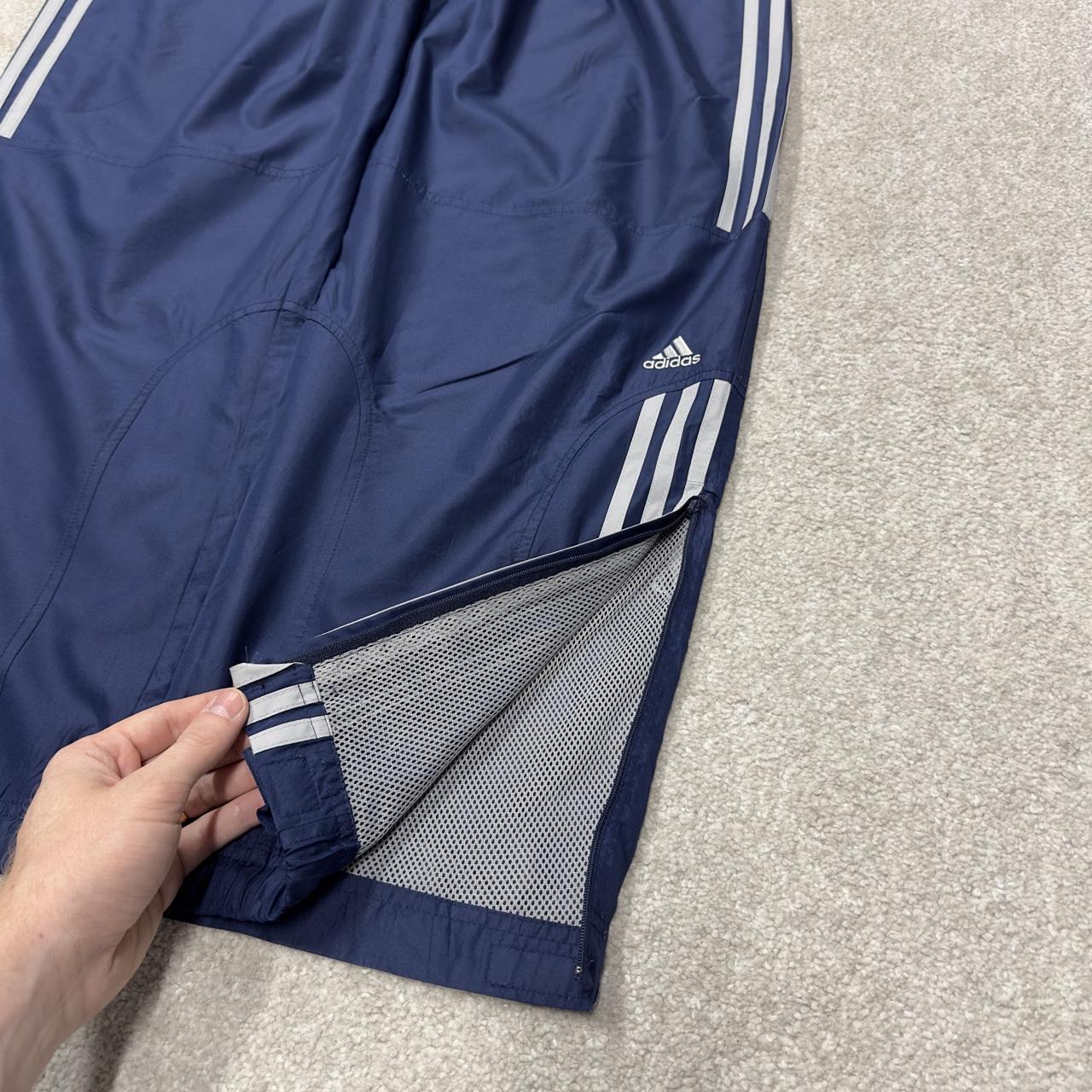 Baggy Y2K Adidas tracksuit bottoms navy L Wide leg mesh lined side stripe embroidered track pants