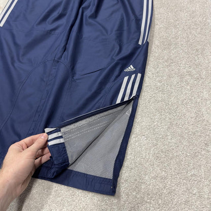 Baggy Y2K Adidas tracksuit bottoms navy L Wide leg mesh lined side stripe embroidered track pants