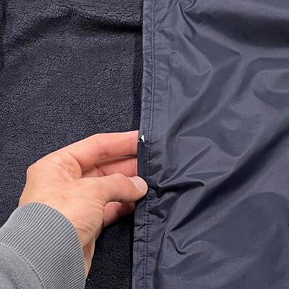 Navy Kappa technical jacket Large men's y2k 00s style fleece lined hooded coat embroidered detail