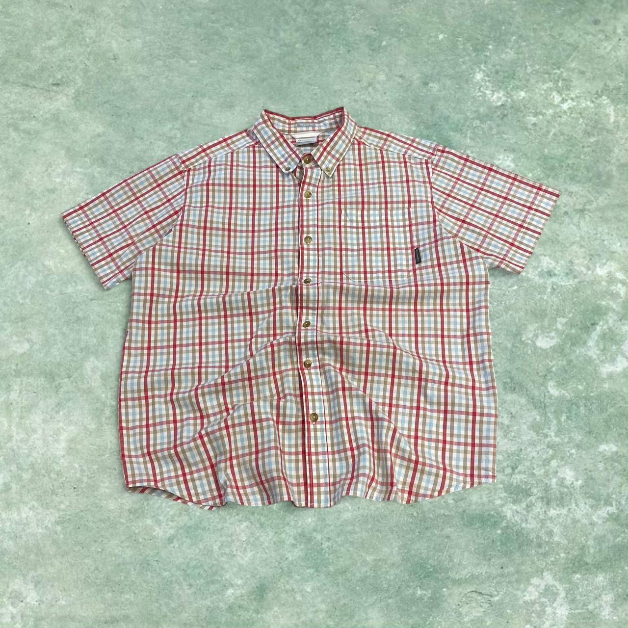 Columbia checkered short sleeve shirt y2k Festival style button down summer shirt