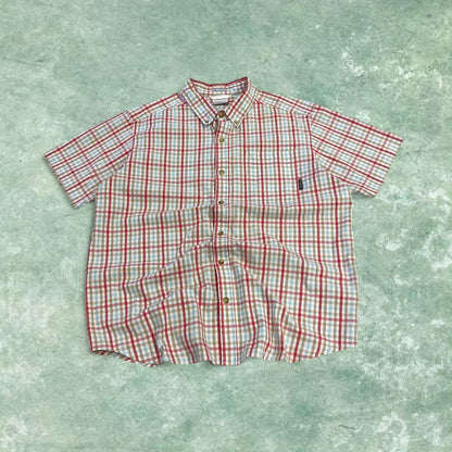 Columbia checkered short sleeve shirt y2k Festival style button down summer shirt