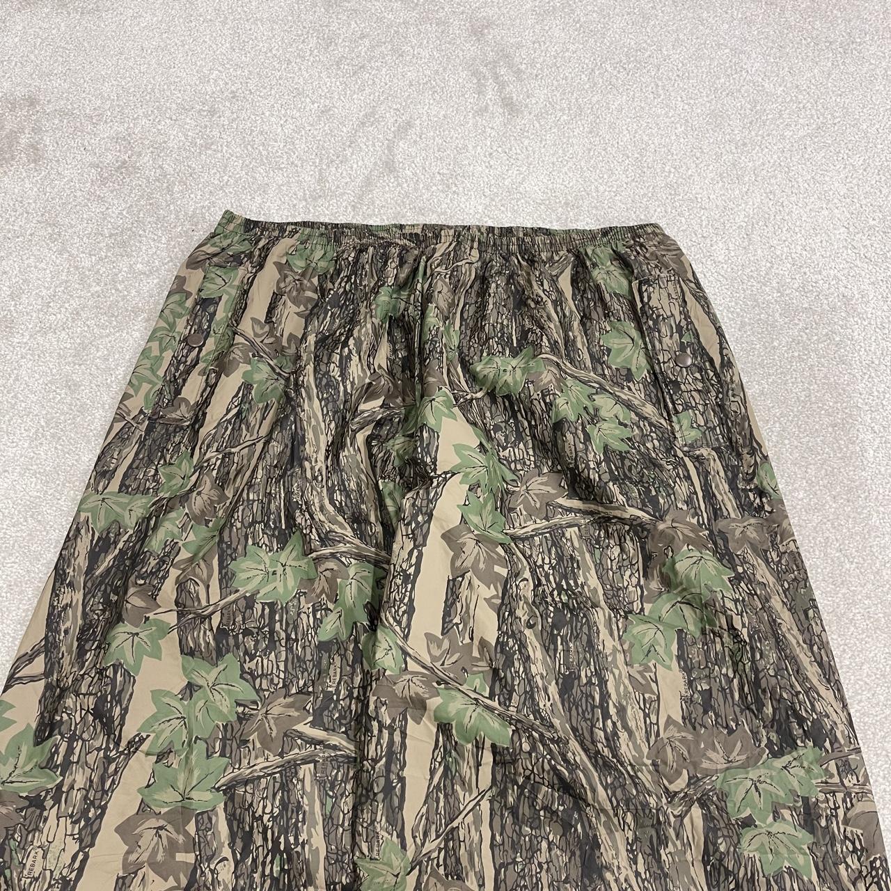 Baggy camo waterproof pants y2k khaki Wide leg rubber feel Rebark tree camouflage rain pants