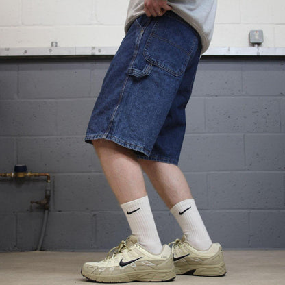 Denim cargo shorts carpenter blue Old Mill skater style summer festival cargo jorts