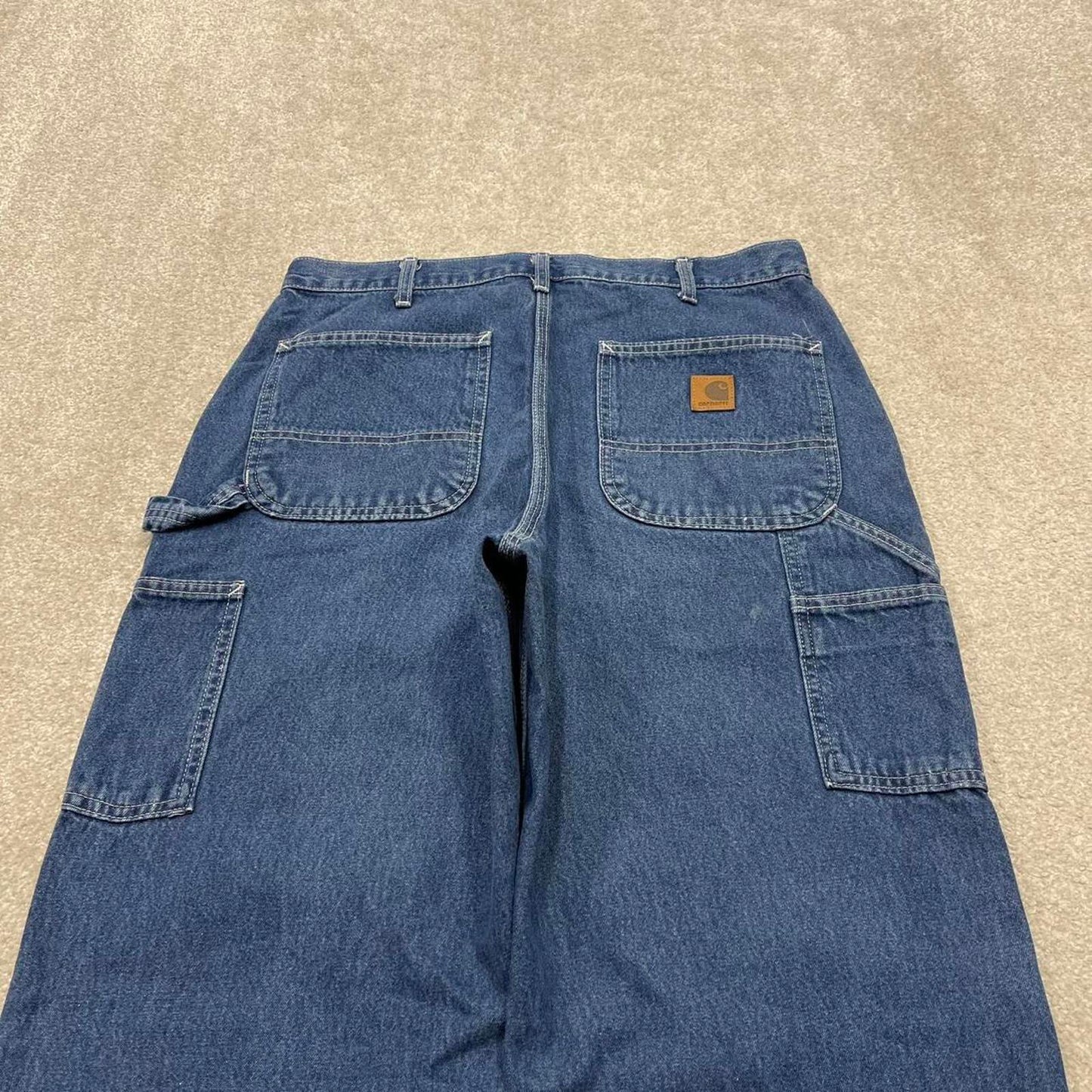 Y2K baggy Carhartt carpenter jeans blue Loose wide leg denim skate style workwear cargo pants