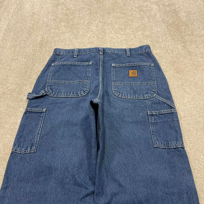Y2K baggy Carhartt carpenter jeans blue Loose wide leg denim skate style workwear cargo pants